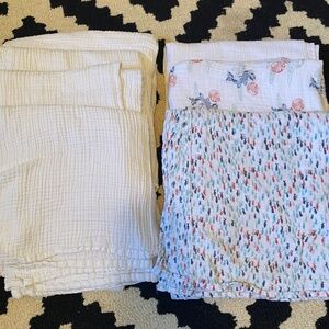 Cotton Muslin Blanket and Burp Cloth Bundle